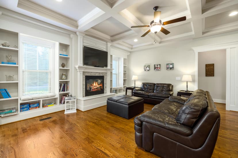 TV mounted above fireplace