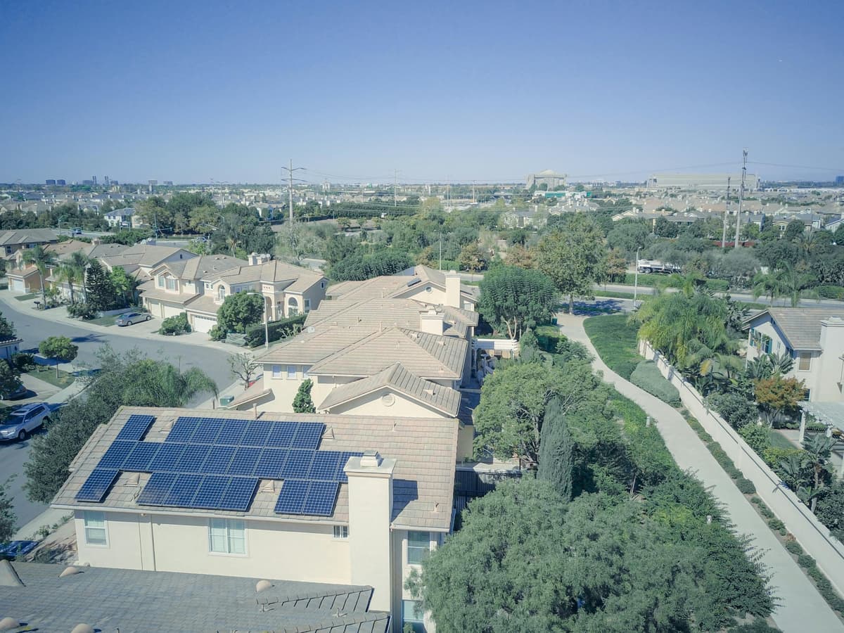 Solar panels installed on residential roof